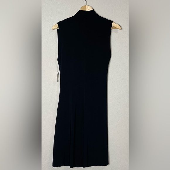 Norma Kamali Sleeveless Stretch Jersey Side Draped Black Dress Size Medium - Picture 5 of 8